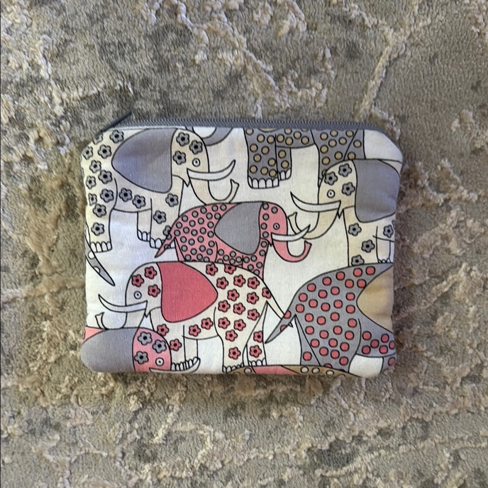 Elephant Print Zipper Pouch